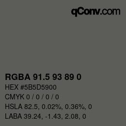 Código de color: RGBA 91.5 93 89 0 | qconv.com