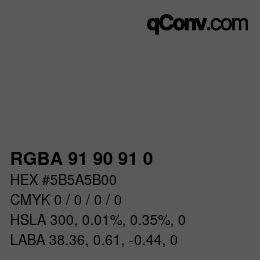 Color code: RGBA 91 90 91 0 | qconv.com