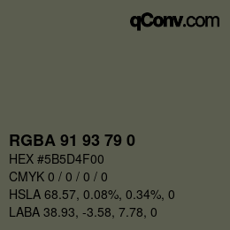 Color code: RGBA 91 93 79 0 | qconv.com