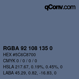 Color code: RGBA 92 108 135 0 | qconv.com