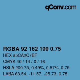 颜色代码: RGBA 92 162 199 0.75 | qconv.com