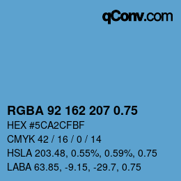 颜色代码: RGBA 92 162 207 0.75 | qconv.com