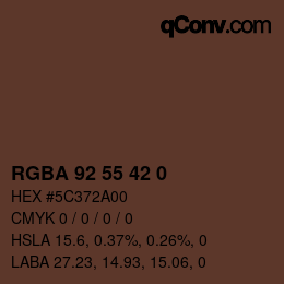 Color code: RGBA 92 55 42 0 | qconv.com