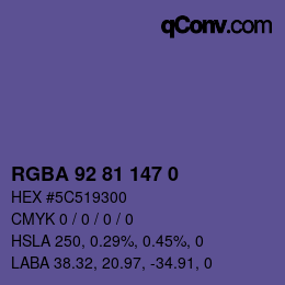 Color code: RGBA 92 81 147 0 | qconv.com