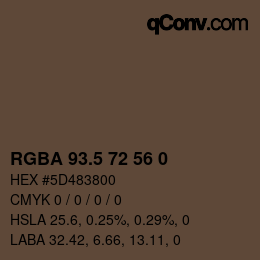 Code couleur: RGBA 93.5 72 56 0 | qconv.com