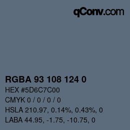 Color code: RGBA 93 108 124 0 | qconv.com