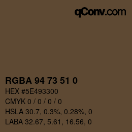 Color code: RGBA 94 73 51 0 | qconv.com