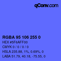 Color code: RGBA 95 106 255 0 | qconv.com
