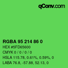 Color code: RGBA 95 214 86 0 | qconv.com