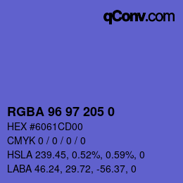 Farbcode: RGBA 96 97 205 0 | qconv.com