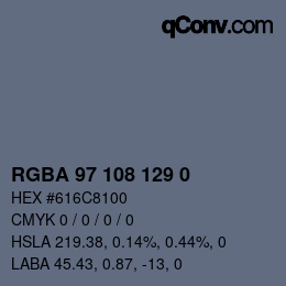 Color code: RGBA 97 108 129 0 | qconv.com