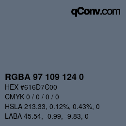 Color code: RGBA 97 109 124 0 | qconv.com