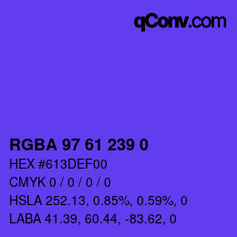 Farbcode: RGBA 97 61 239 0 | qconv.com