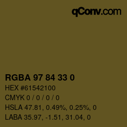 Color code: RGBA 97 84 33 0 | qconv.com