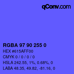 Color code: RGBA 97 90 255 0 | qconv.com