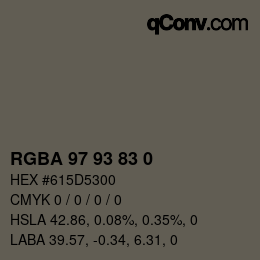 Color code: RGBA 97 93 83 0 | qconv.com