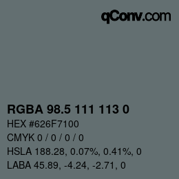 Code couleur: RGBA 98.5 111 113 0 | qconv.com