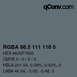 Código de color: RGBA 98.5 111 118 0 | qconv.com