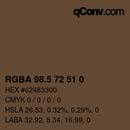 Color code: RGBA 98.5 72 51 0 | qconv.com