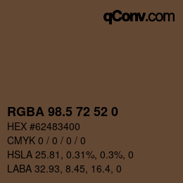Color code: RGBA 98.5 72 52 0 | qconv.com
