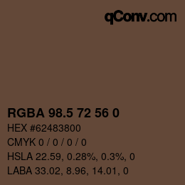 Color code: RGBA 98.5 72 56 0 | qconv.com