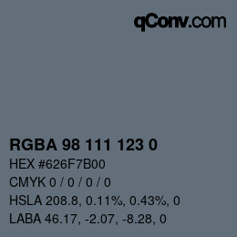 Color code: RGBA 98 111 123 0 | qconv.com