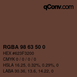 Farbcode: RGBA 98 63 50 0 | qconv.com