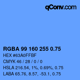 Farbcode: RGBA 99 160 255 0.75 | qconv.com