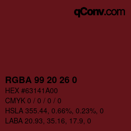 Farbcode: RGBA 99 20 26 0 | qconv.com