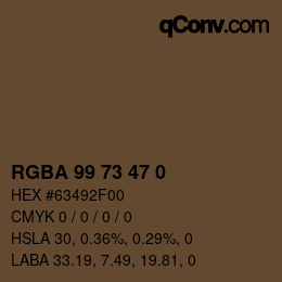 Color code: RGBA 99 73 47 0 | qconv.com