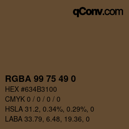 Color code: RGBA 99 75 49 0 | qconv.com