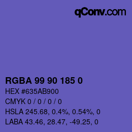 Color code: RGBA 99 90 185 0 | qconv.com