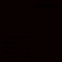 Farbcode: RGBA 9 0 0 0 | qconv.com