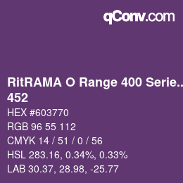 カラーコード: RitRAMA O Range 400 Series - 452 | qconv.com