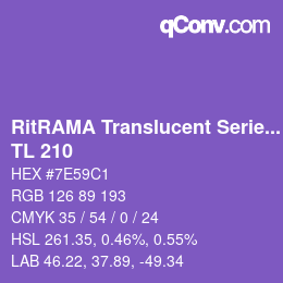 Código de color: RitRAMA Translucent Series - TL 210 | qconv.com