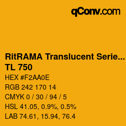 カラーコード: RitRAMA Translucent Series - TL 750 | qconv.com