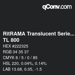 Code couleur: RitRAMA Translucent Series - TL 800 | qconv.com