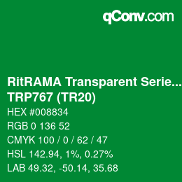 Farbcode: RitRAMA Transparent Series - TRP767 (TR20) | qconv.com