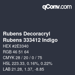 Code couleur: Rubens Decoracryl - Rubens 333412 Indigo | qconv.com