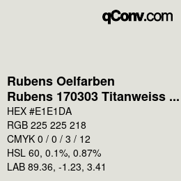 Código de color: Rubens Oelfarben - Rubens 170303 Titanweiss c | qconv.com