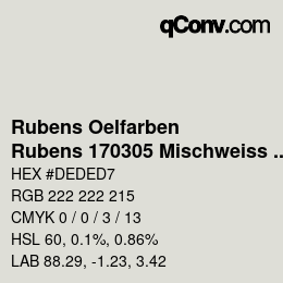 Código de color: Rubens Oelfarben - Rubens 170305 Mischweiss a | qconv.com