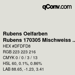 Código de color: Rubens Oelfarben - Rubens 170305 Mischweiss b | qconv.com