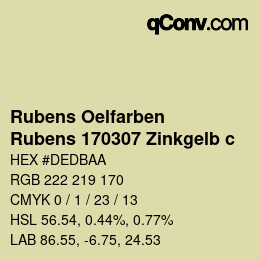 カラーコード: Rubens Oelfarben - Rubens 170307 Zinkgelb c | qconv.com