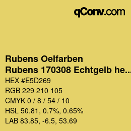 Farbcode: Rubens Oelfarben - Rubens 170308 Echtgelb hell b | qconv.com