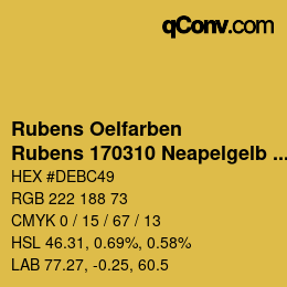 Code couleur: Rubens Oelfarben - Rubens 170310 Neapelgelb hell a | qconv.com