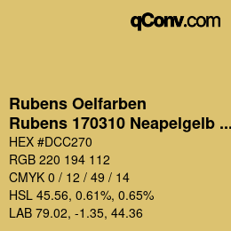 カラーコード: Rubens Oelfarben - Rubens 170310 Neapelgelb hell b | qconv.com