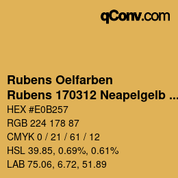 カラーコード: Rubens Oelfarben - Rubens 170312 Neapelgelb dunkel b | qconv.com