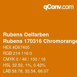 カラーコード: Rubens Oelfarben - Rubens 170316 Chromorange a | qconv.com