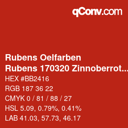 Código de color: Rubens Oelfarben - Rubens 170320 Zinnoberrot a | qconv.com