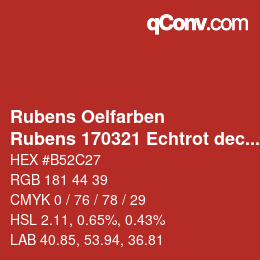 カラーコード: Rubens Oelfarben - Rubens 170321 Echtrot deckend a | qconv.com